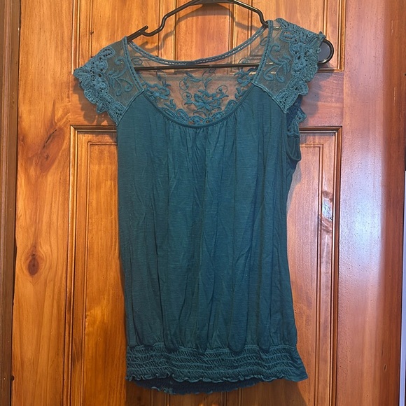 Ladies teal blue short sleevee blouse - Picture 1 of 3